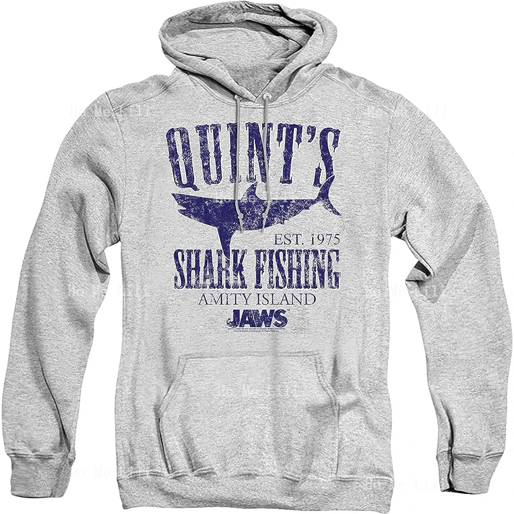 Classic Jaws Shark Movie Poster E Quint Pullover Con Cappuccio