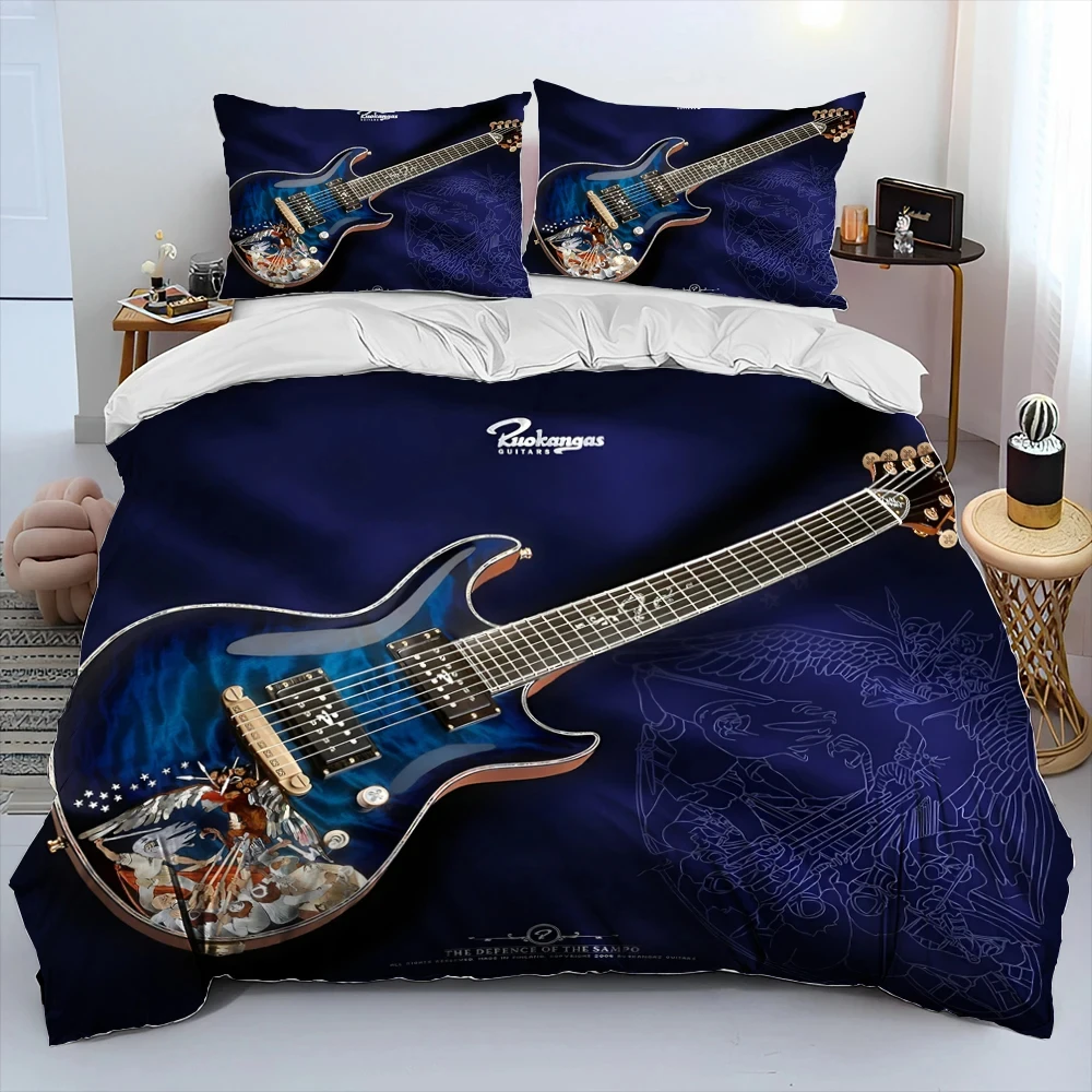 

3D Classical Guitar Electric Guitar Comforter Bedding Set,Duvet Cover Bed Set Quilt Cover Pillowcase,King Queen Size Bedding Set