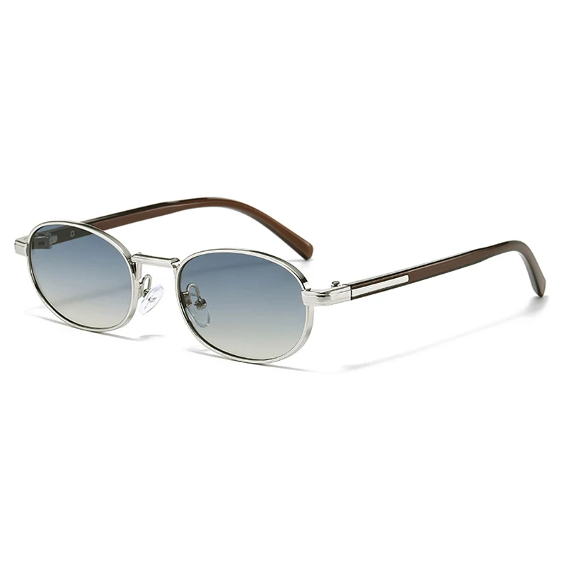Vintage Oval Metal Sunglasses - Sleek Retro UV400 Protection Shades