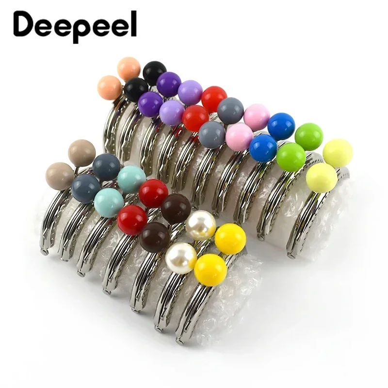 5/10Pcs Deepeel 85mm Silver Bag Handles Sewing Brackets 20mm Color Bead Purse Frame Kiss Clasp DIY Handmade Handbag Accessories 5 10pcs deepeel 85mm silver bag handles sewing brackets 20mm color bead purse frame kiss clasp diy handmade handbag accessories