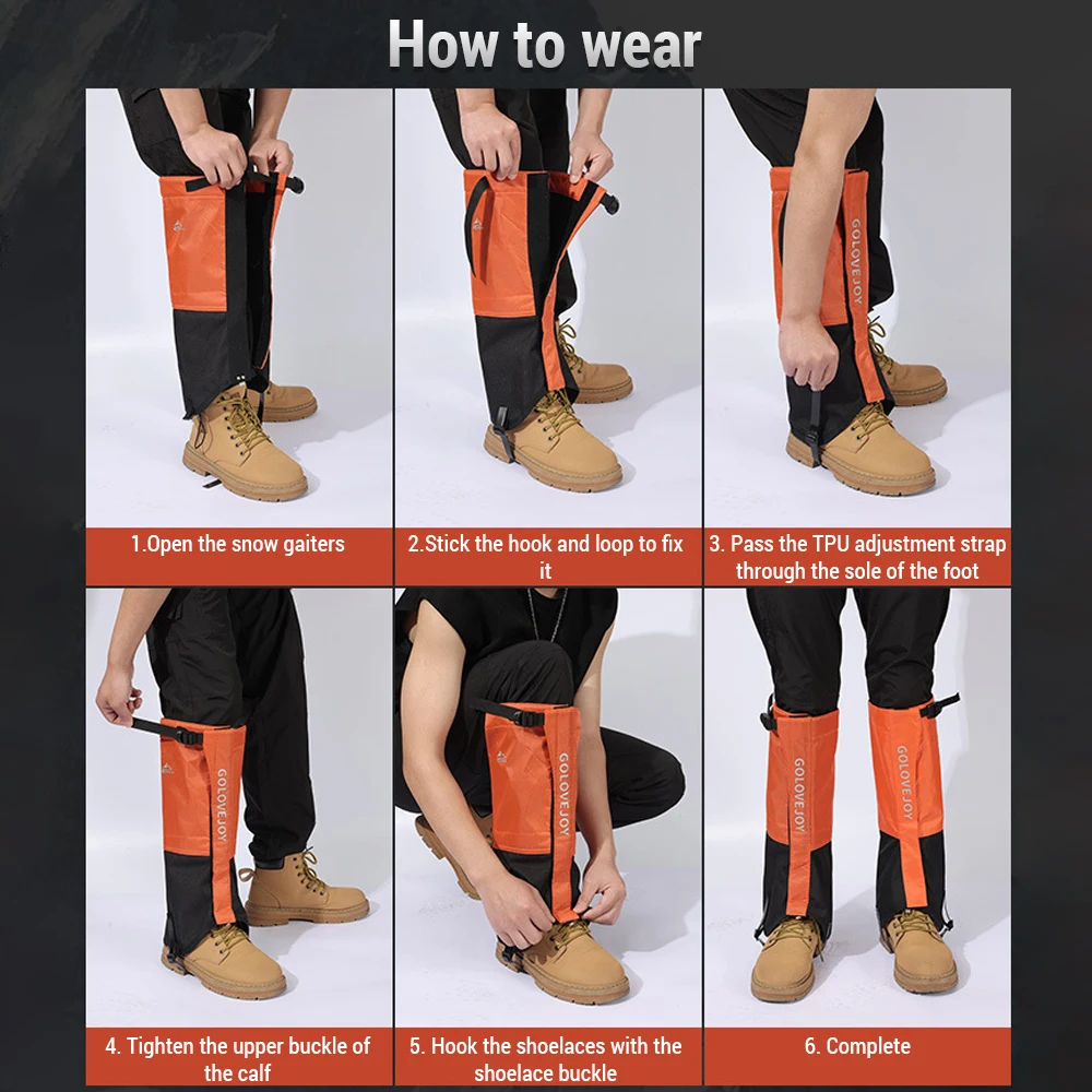 Waterproof Snow Gaiters Winter Outdoor Shoes Protective Leg Covers for Snowboarding Mountaineering Skiing