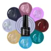 MEET ACROSS 7pcs Glitter Gel Nail Polish Set Nude Pink Reflective Soak Off UV Gel Kit Varnish Nail Supplies Manicure DIY Design 3