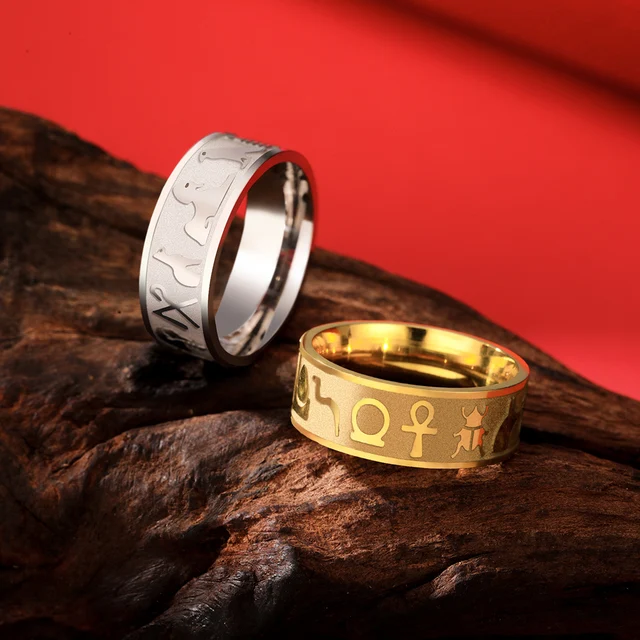 K18エジプト彫りリング　110H2506② K18エジプト彫りリング 110H2506② エジプト模様 K18 リング