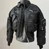 Winter New Men's Streetwear Thug Club Jacket Star Studded Metal Zipper Bomber Flight Jackets Heavy Cotton Coats 2