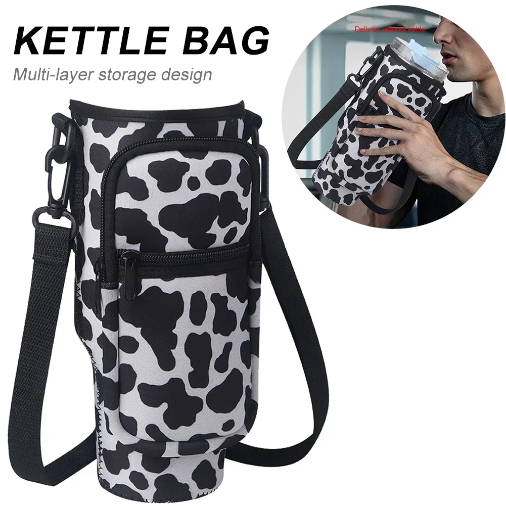 Stanley Water Bottle Carrier Holder Bag Cow Print Pouch 