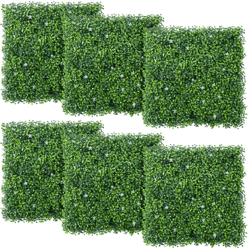 

20" x 20" Artificial Greenery Panel Hedge Screen for Wall Decorations, 6 Pieces