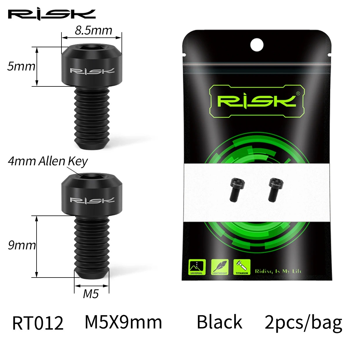 خطر 2 قطعة M5 x 9 مللي متر سبائك التيتانيوم البراغ...