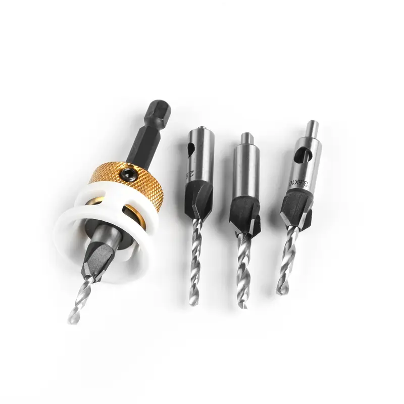 Woodworking Limit Four Edge Countersink Drill Alloy Drill Cone Drill Adjustable Depth Step Drill Screw Countersink Drill Bit - Image 6