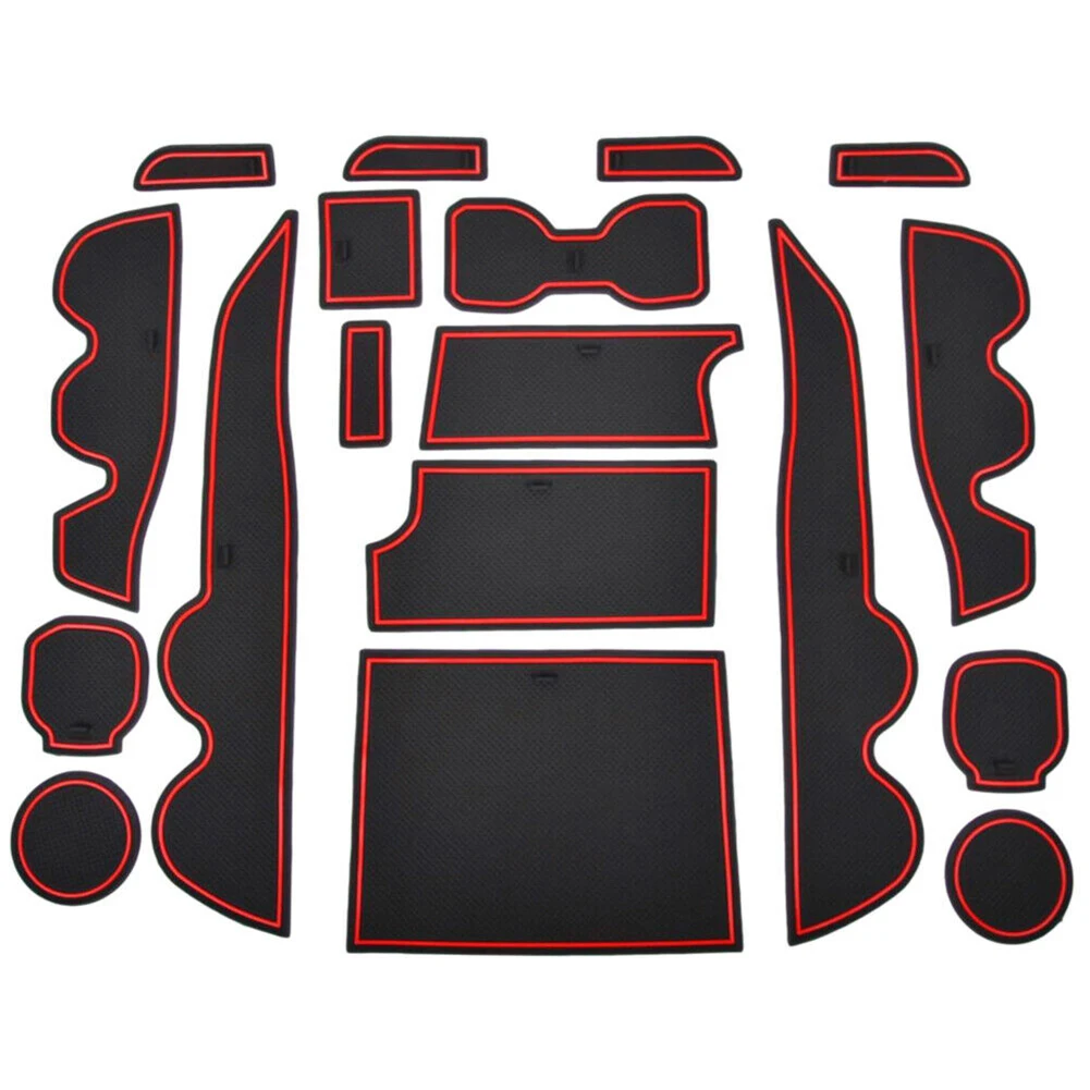 

18pcs for Toyota Tacoma Door Slot Mat Car Refitted Interior Water Cup Non-Slip Mat 18P Car Parts Red 2016-2019