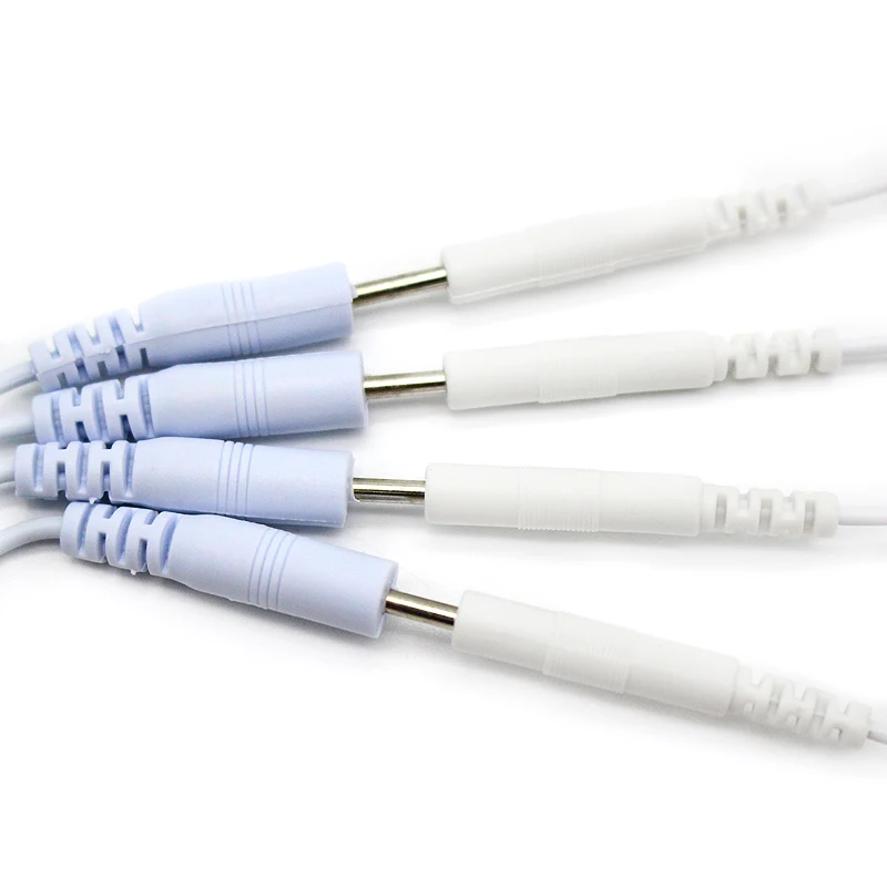 Massage Tool 2 Way + 4-Way Machine Massager Electrode Pads Lead Wires Cables for Tens EMS Standard 5mm Connection