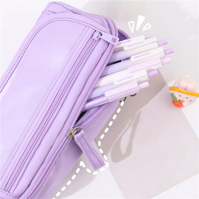 버튼 대합 조개 디자인 학생 학교 공급 저장 편지지 천 연필 케이스 선물과 귀여운 간단한 솔리드 컬러 연필 가방