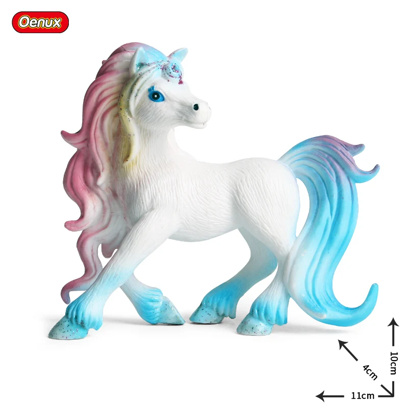 Oenux klasyczny mityczny tęczowy pegaz imitacja zwierzęcia oryginalna bajka z latającym koniem Model figurki zabawki edukacyjne PVC