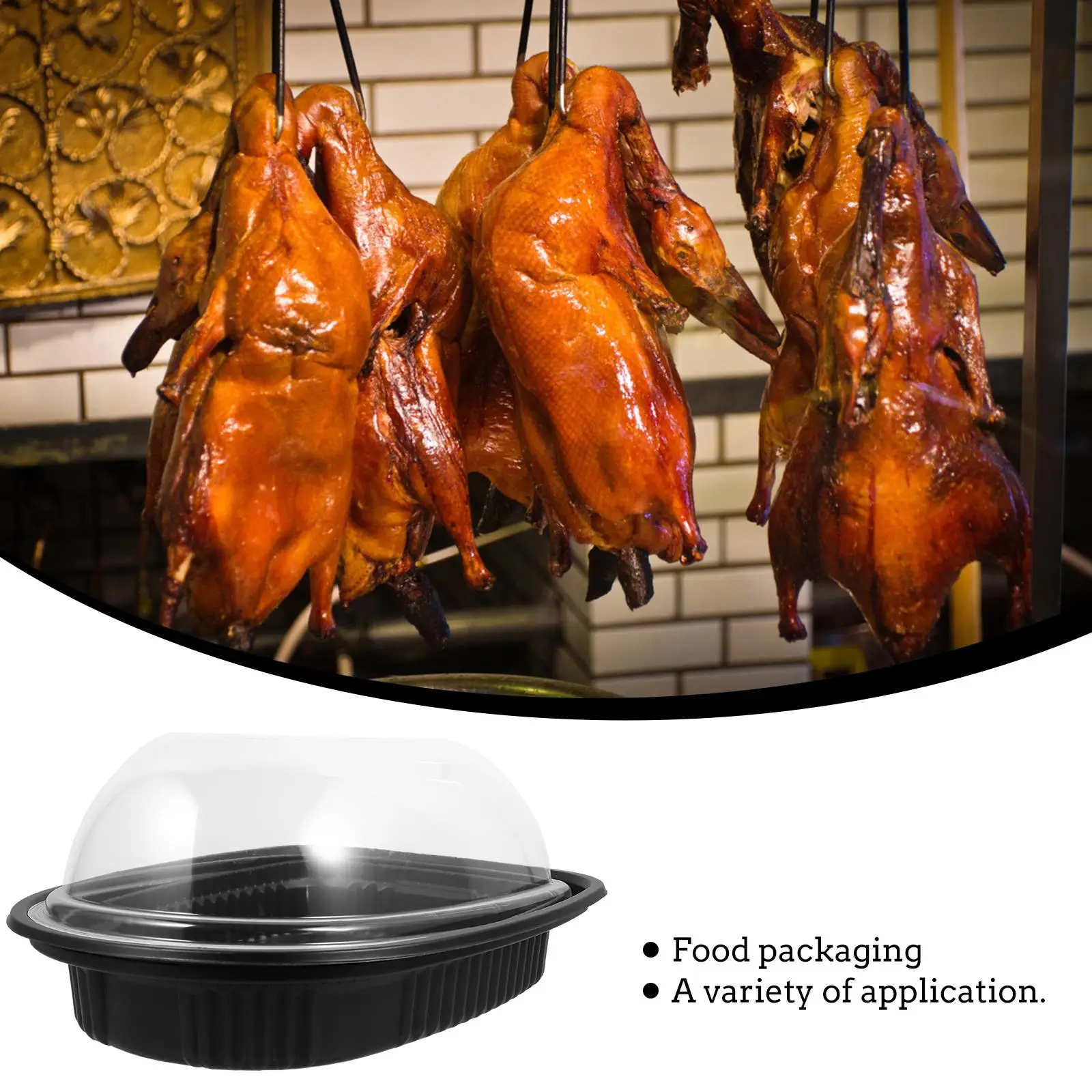 10 Pcs Packing Box Containers for Food Take-Out Roast Chicken Wrapping Boxes Salad Party Plastic Packaging Takeaway