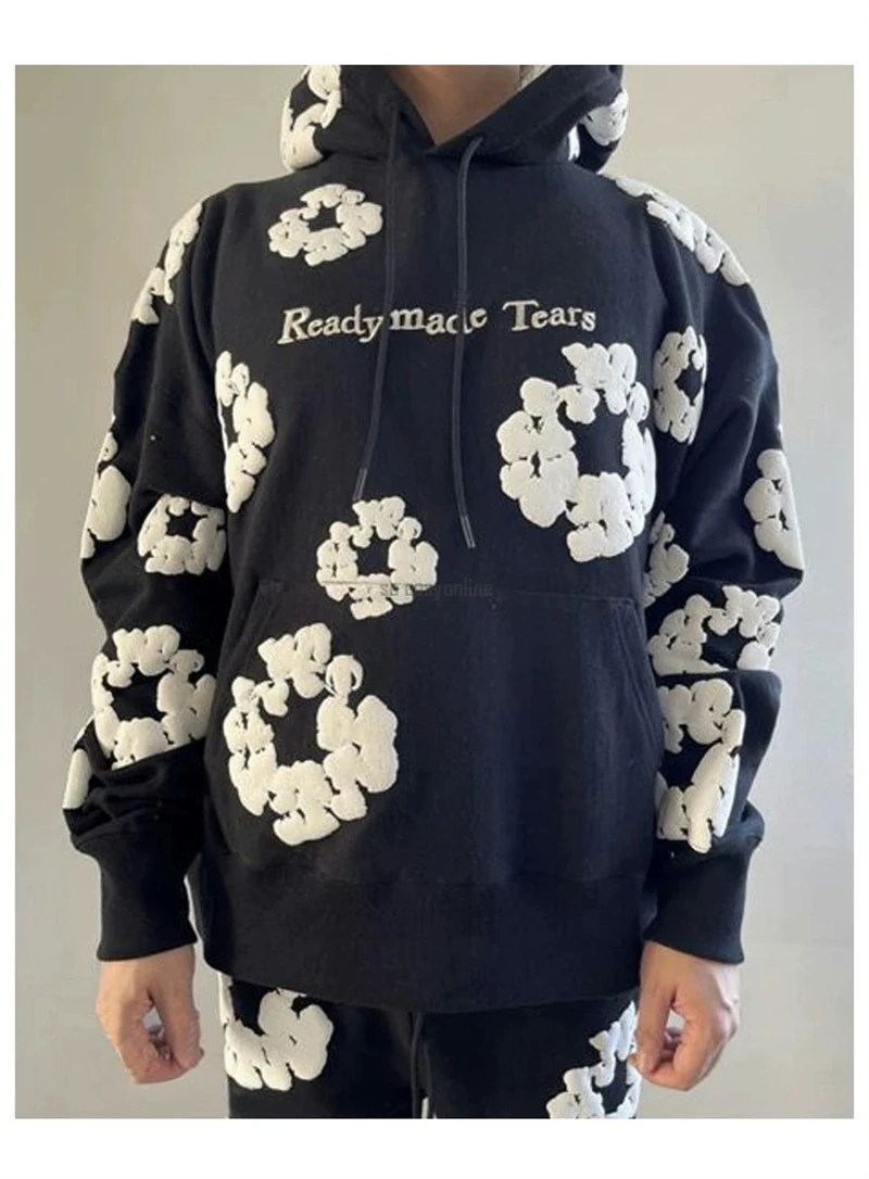 

Top Version Foam Print Kapok Hoodie Streetwear Tops Coat Hooded Pullover