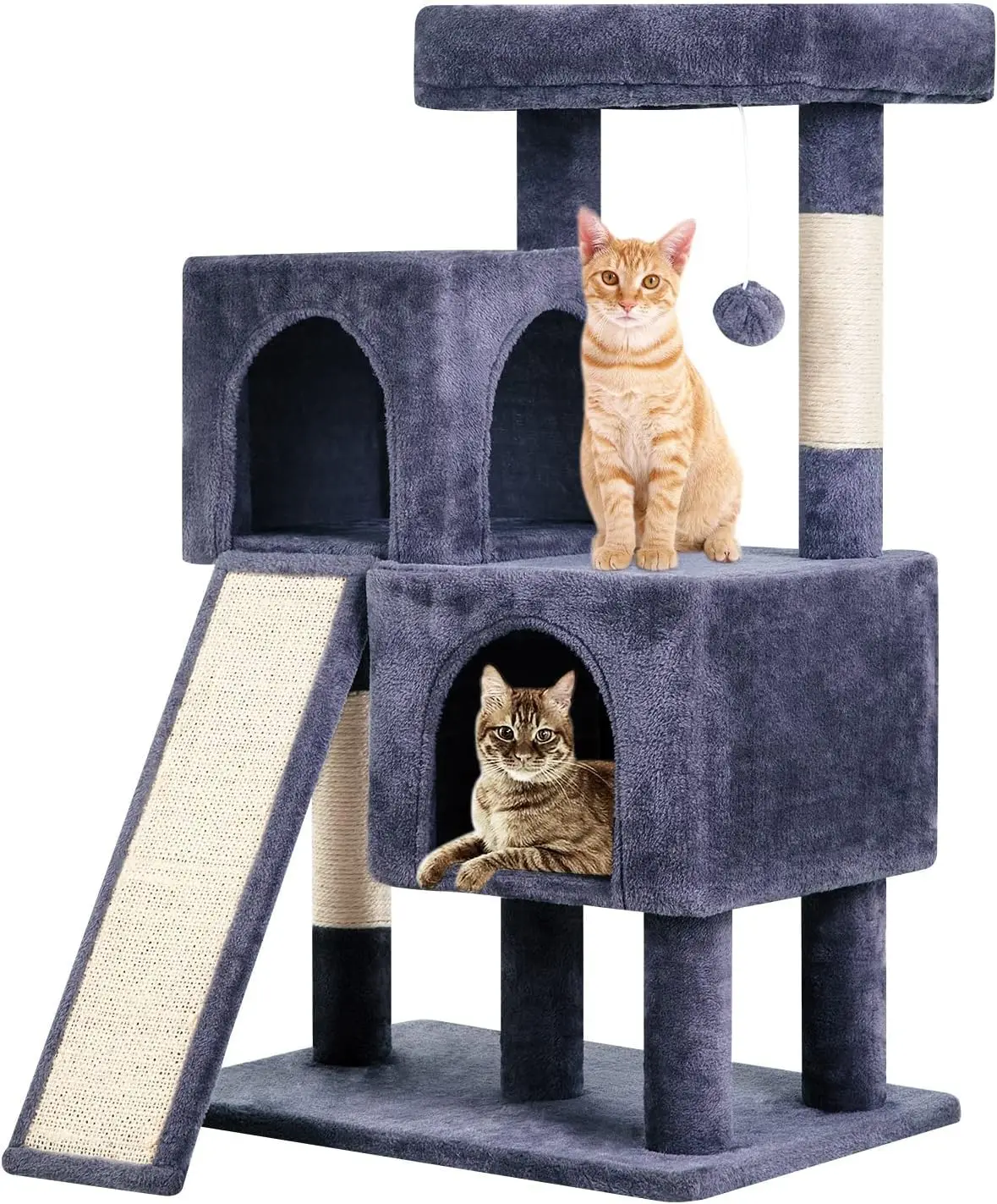 

36 inches Cat Tree for Indoor Cats Cat Tower with Scratching Posts Multi-Level Furniture Condo with Ramp, Spacious Cat Cave