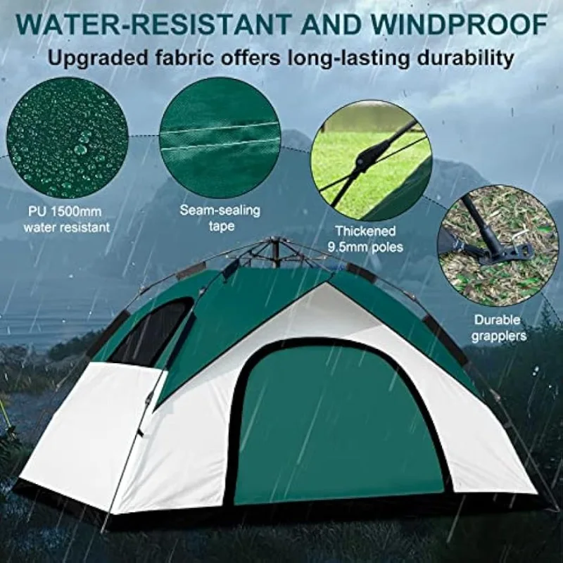 anngrowy Camping Tent 2/4 Person Instant Family Tent Up Tents for Camping Waterproof Portable Hiking Camp Lightweight Tent 2