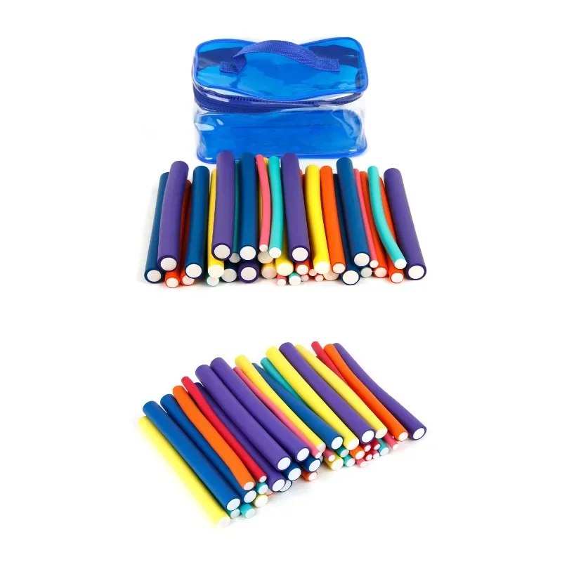 Flexible Hair Curling Rod Hair Curler Makers Soft Foam Bendy Twist Curls Flexi Rollers Styling Tools Roller No Heat 42pcs