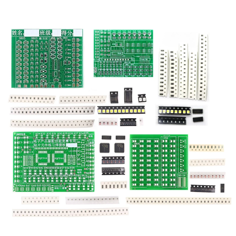 납땜 연습 4 피스 세트 SMD 회로 기판, LED 전자 SMT 부품, DIY PCB 키트, 프로젝트 도구, 기본 납땜 키트