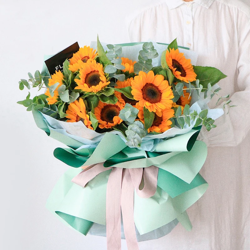 한국 스타일 신선한 꽃 포장지, 방수 꽃 부케 선물 포장, 투톤 종이 롤, 도매 10 m