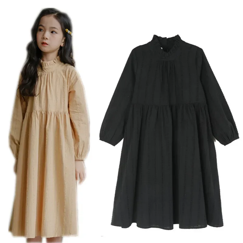 

6 to 16 years kids teen girls fall winter ruffle neck long sleeve princess dressy clothing children fashion elegant dresses