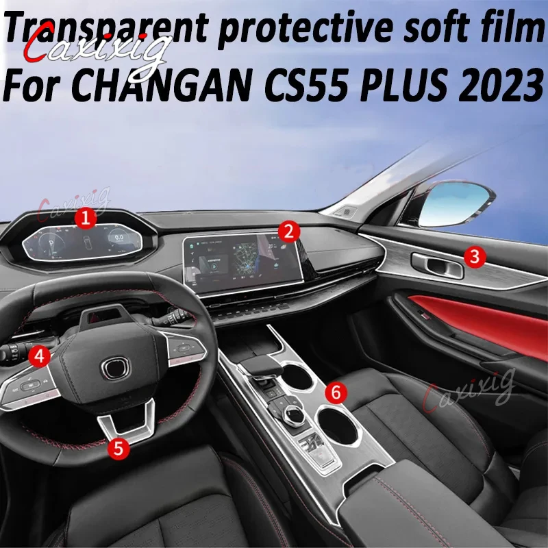 Для CHANGAN CS55 PLUS CS55PLUS 2023 2022 Автомобильная интерьерная центральная консоль прозрачная Фотополимерная Защита от царапин