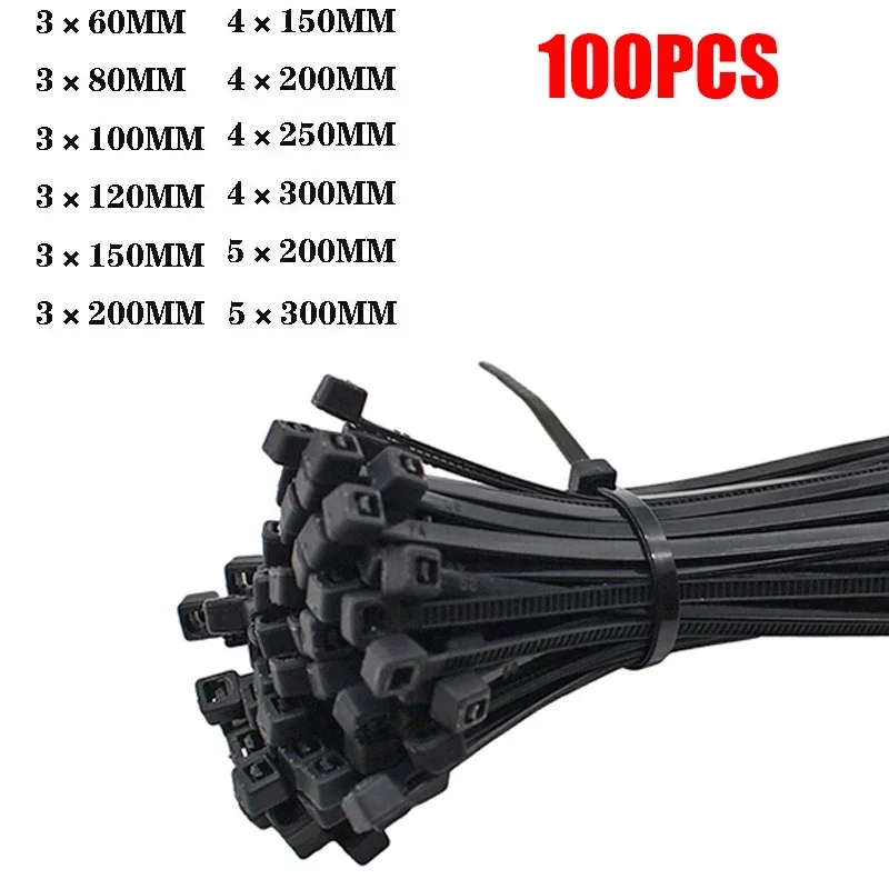 Self-locking plastic nylon cable tie 100 pieces 5x300 3x200 fastening ring cable ties,nylon cable ties,cable tie,nylon zip ties