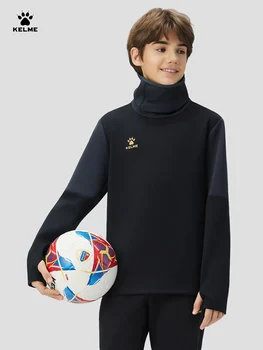 Kelme Children's Football Training Clothes Warm High Neck Hoodie Running Windproof Long Sleeve Face Mask Hoodie