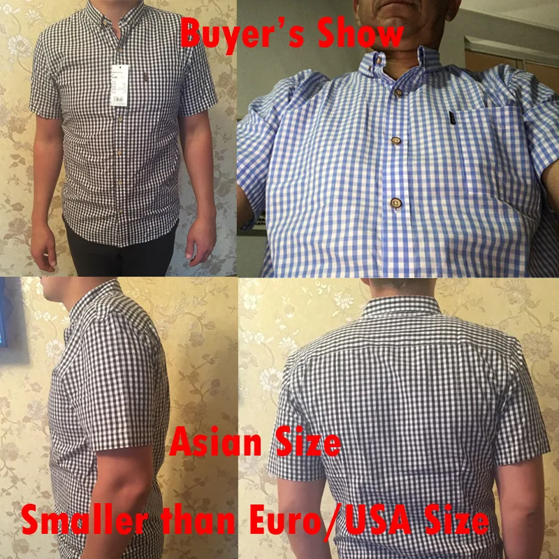 Mens Red Small Plaid Shirts Summer Short Sleeve Cotton Dress Shirts Business Casual Button Down Chemise Homme Camisa Masculina 3