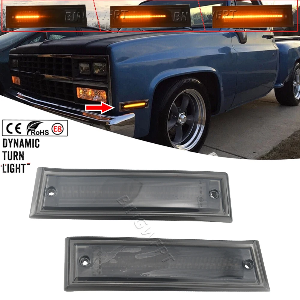 C1500 Led HECASA Pair Turn Signal Lights Compatible With 1983-1991 Chevy Chevrolet Blazer C10 C20 G10 Suburban C10 GMC Jimmy Suburban Replacement For GM2520110 1986 Chevy C10 Parts