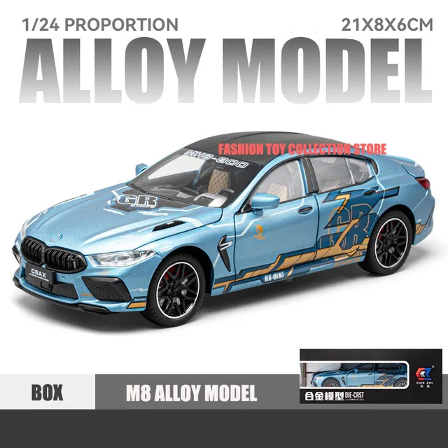 1:24 BWM M8 Fast & Furious Alloy Car Model Diecasts Toy With Sound and Light Vehicles Decoration Toys For Kids Gift 6