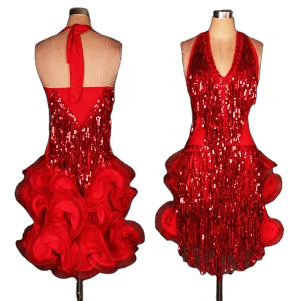 

Latin Dance Performance Tassels Dress Stage Costume Rhinestone Woman