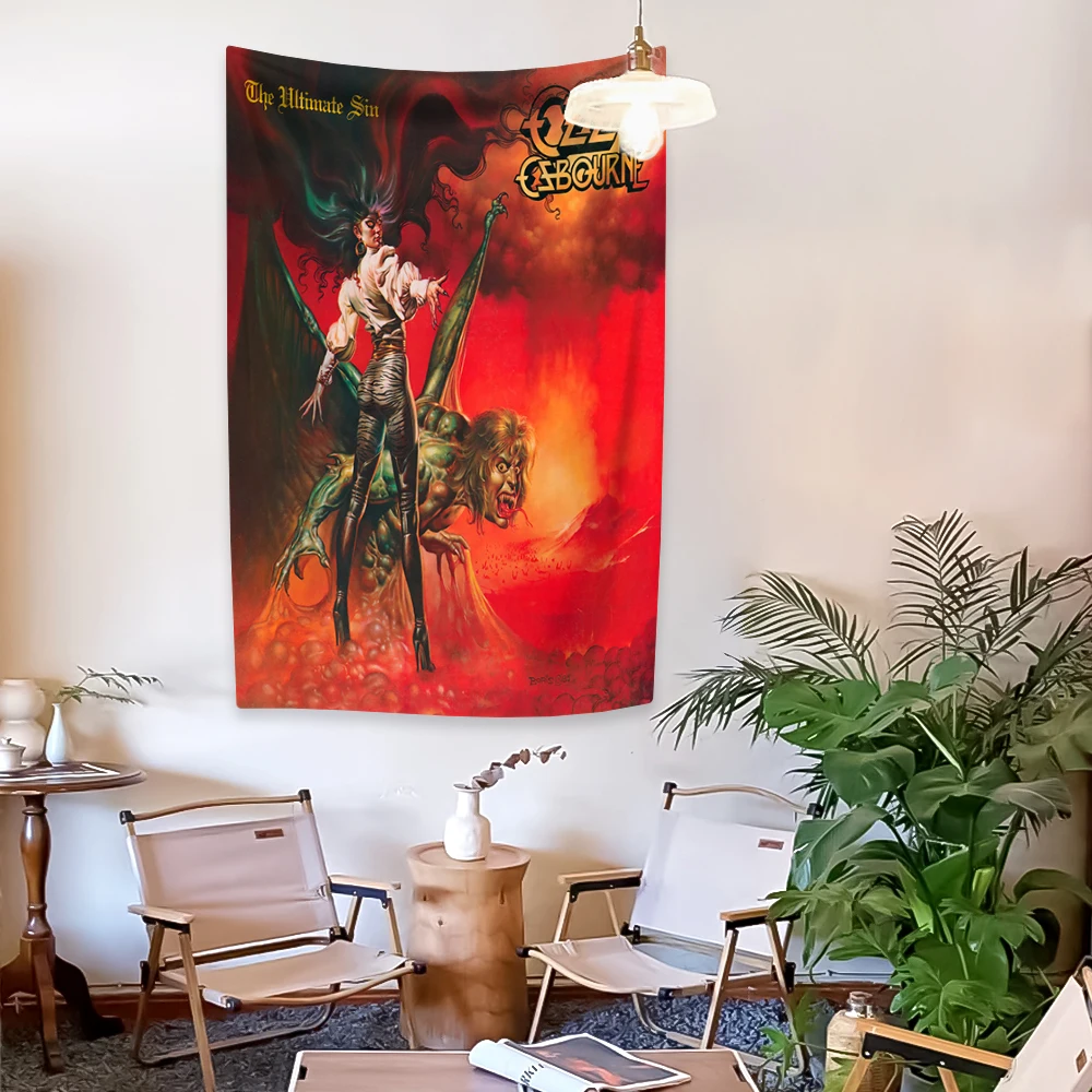 Rock And Roll Music Singer Tapestry Ozzy Osbourne Album Cover Tapestry Decorations Home Decor Wall Hanging Background Cloth Bedroom Dorm Decoration