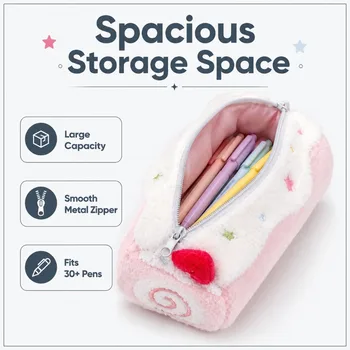 Astuccio per Matite a Forma di Peluche Carino, Borsa Cosmetica Soffice Decorativa, Astuccio Portatile di Grande Capacità, Porta Cancelleria, Regalo Carino