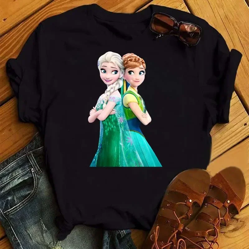 Fashion Design Frozen Elsa Princess Funny Cartoon Anna Princess Pattern T-shirts Harajuku Summer Streetwear Casual Short Sleeved 6