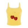 Women's Summer Cami Tops Cute Bow Cherry Print Tank Tops Sleeveless Spaghetti Strap Camisoles 13