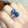 Natural Crystals Kyanite Cube Ring Silver Flash Scintillating Painting Gemstones Women Men Adjustable Energy Ore 4
