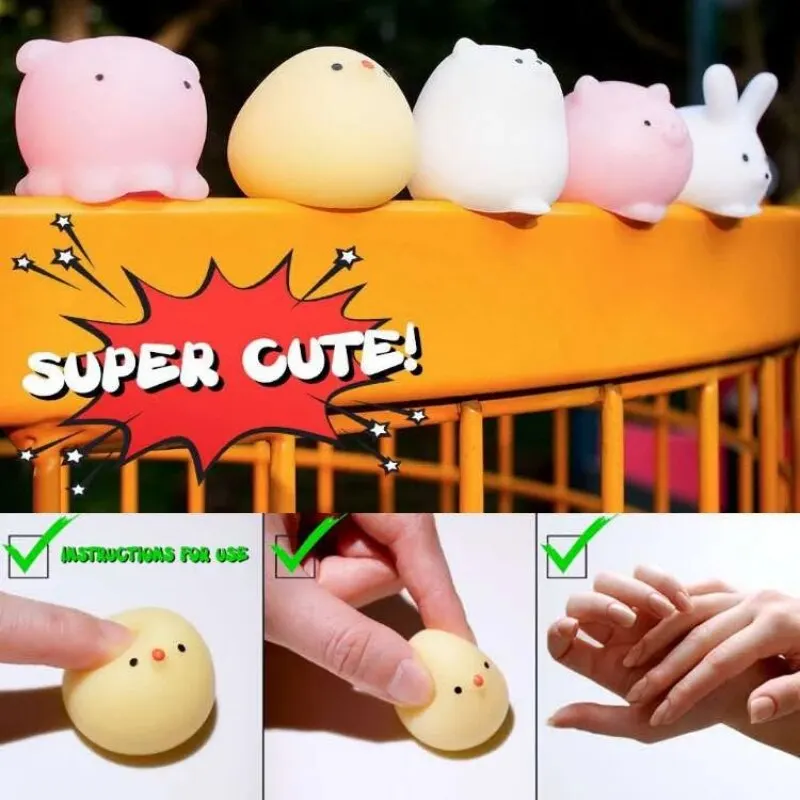 5 Random Pcs Cute Animals Pinch Ball Creative Decompression Toys Student Gifts Cartoon Pattern Small Ball Group