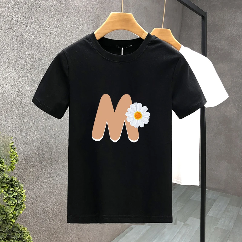 Marchio di alta qualità 100% cotone stampa di lettere a fiori T-shirt estiva Haruku da uomo/donna a maniche corte taglia asiatica_voghion.com