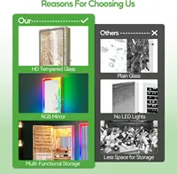 47.2" LED Mirror Jewelry Cabinet with RGB Lights, Wall Mounted Organizer, Full-Length Mirror, 2 Drawers, Lockable 2