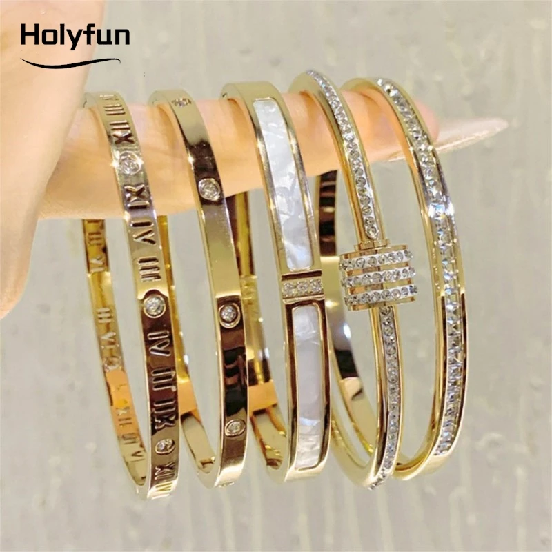1pcTitaniumSteelGoldBracelet,FashionableClassicStyle,StainlessSteelBracelet,InlaidWithZircon,ForWomensDailyWear-AliExpress