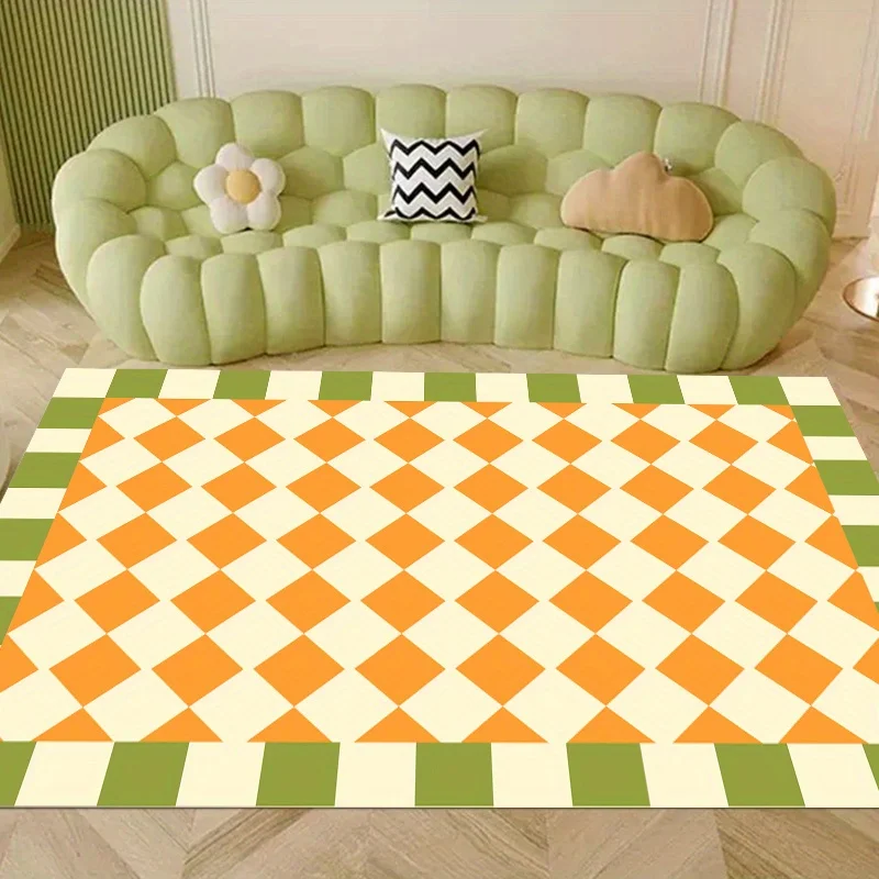 Checkered Area Rug Living Room Non-slip Entrance Door Mat Sofa Table Large Area Carpets Bedroom Bedside Floor Mat Home Decor Rug 2