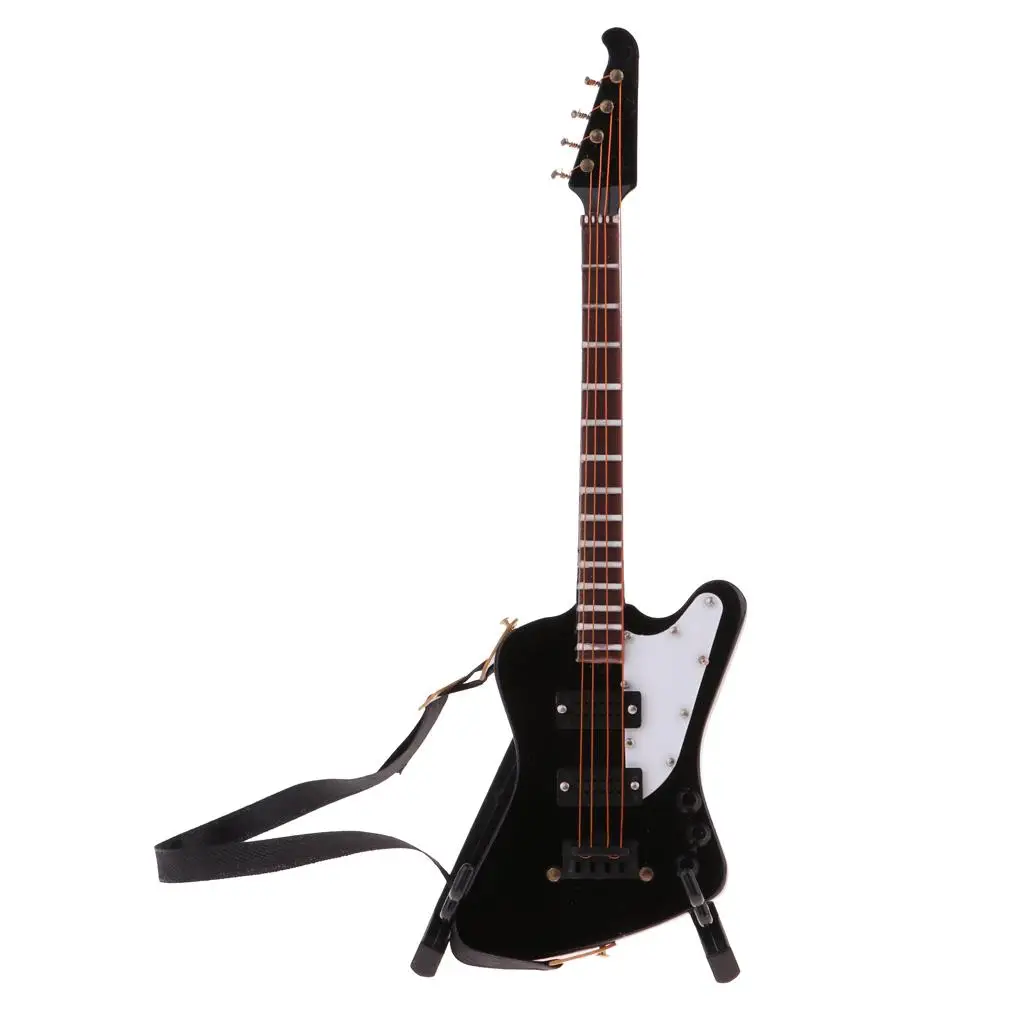 1/6 Wooden Electric Bass Guitar Model for 12" Action Figures Dolls House Decor 4