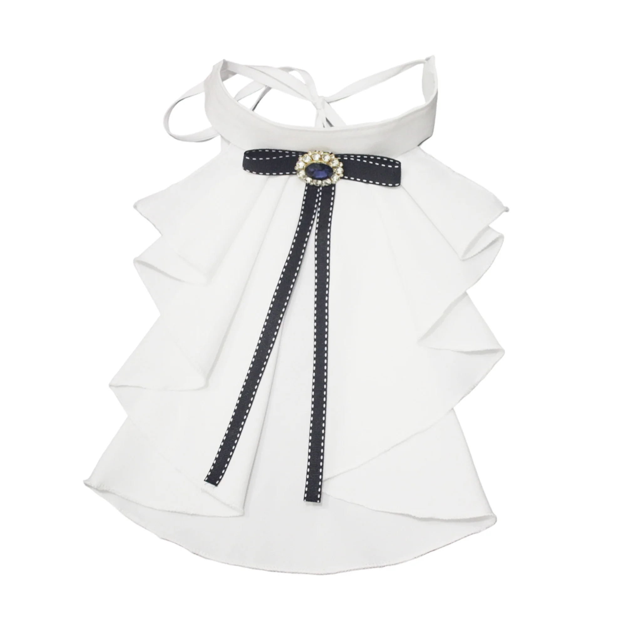 Elegant Black Lace Detachable Collar with Intricate Embroidery and Velvet Bow Detail for Stylish Women s Fashion