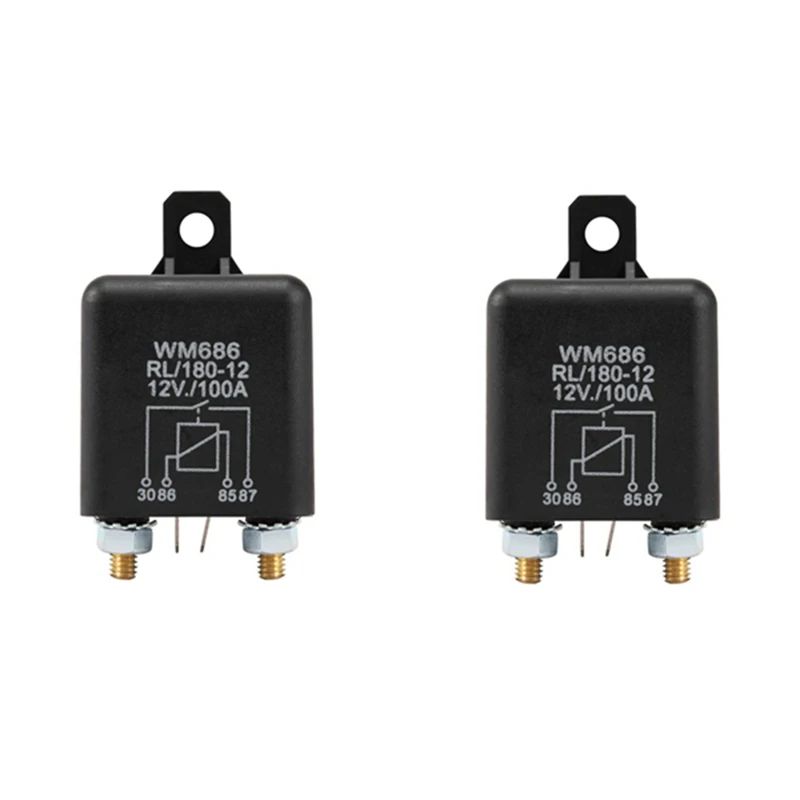 

2 Pcs 12V 100Amp 4-Pin Heavy Duty ON/OFF Switch Split Charge Relay For Auto Boat Van Black Parts Accessories