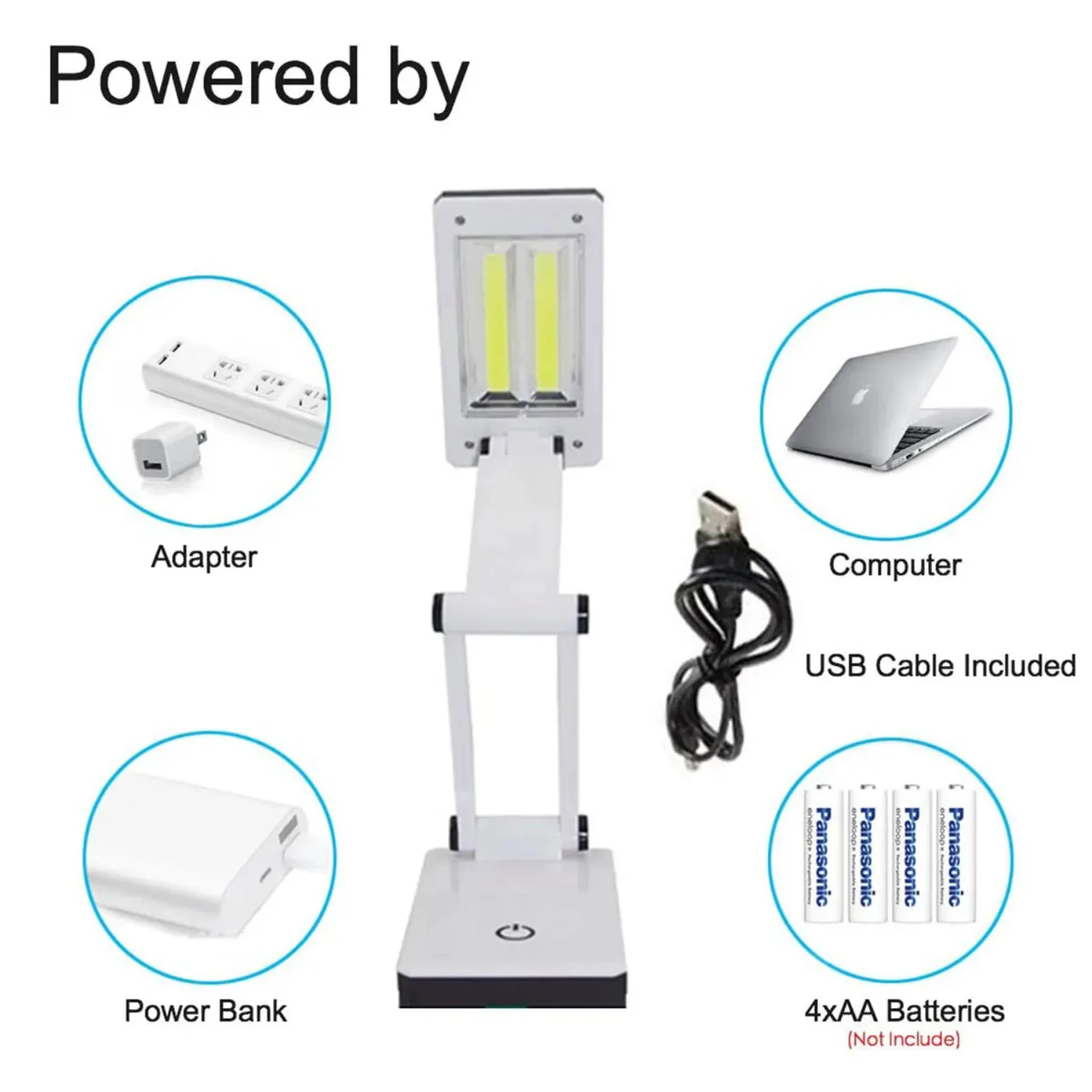 LED Desk Lamp Touch Dimmable USB/Battery Control Foldable Table Bedside Reading COB Night Light 5