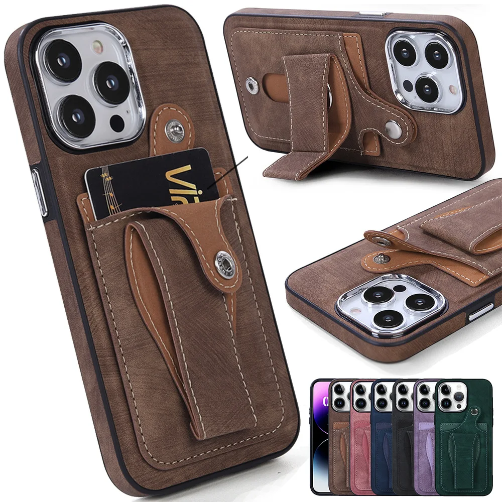 

For iPhone14ProMax phone case Apple 11/12/13 Rear cover stand Card XR protective holster