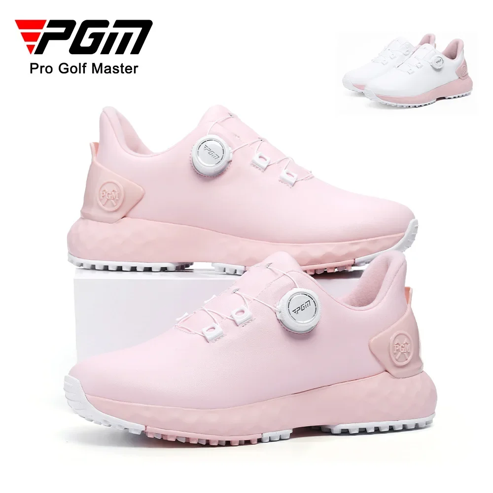 PGM Sakura Golf Shoes Women's Waterproof Sports Shoes Anti-Slip Knobs Comfortable Cushioning Spikeless