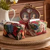 Retro Tissue Box Storage Bag High Quality Napkin Holder Foldable Tissue Box Home Office Desktop Embroidery Storage Box 2