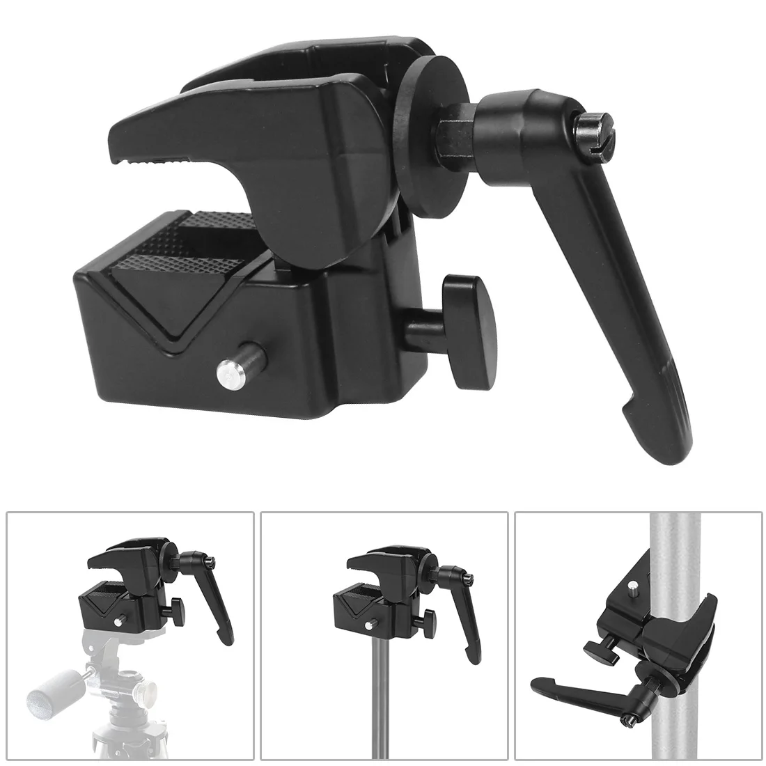 다기능 게 슈퍼 클램프 1/4 3/8 나사 구멍, 모니터 LED 조명 비디오 1/4 카메라 매직 암 클램프 어댑터