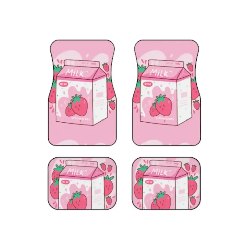 

Tasty strawberry milk Car Floor Mats, Cute Japanese style Kawaii anime strawberry milk print Car Floor Mat, Japanese girly car d